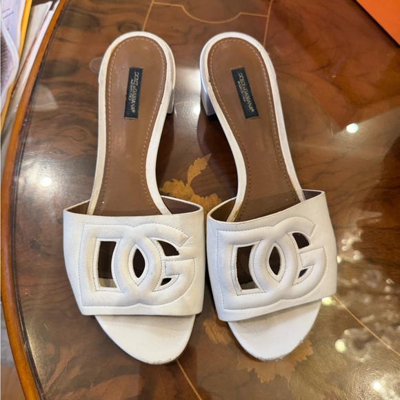 Dolce &Gabvana DG cutout logo sandals block heel Sz 39.5 USA Sz 9.5 - Picture 7 of 16